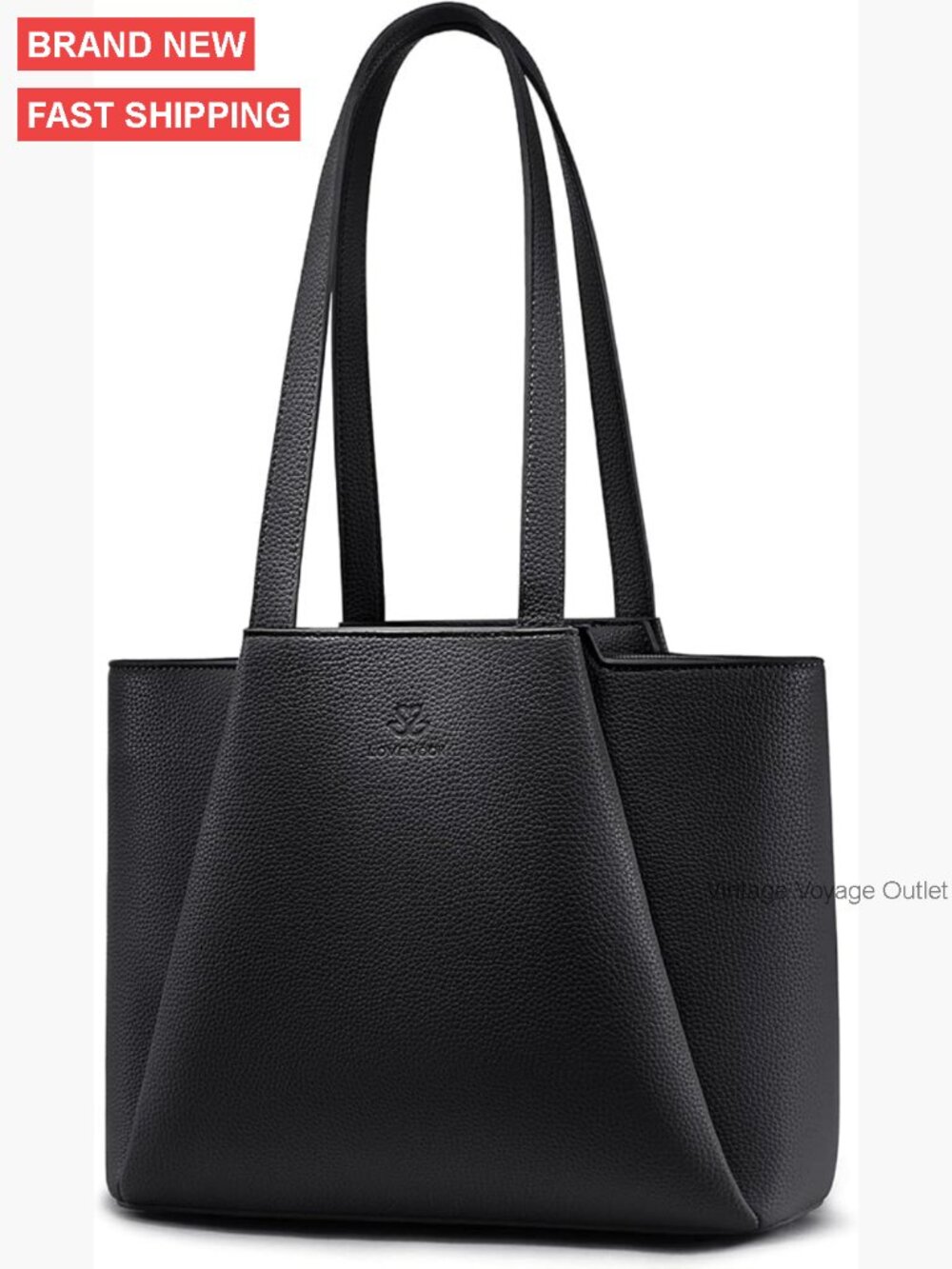 Small Faux Leather Shoulder Bag with Top Handle and Zipper Closure